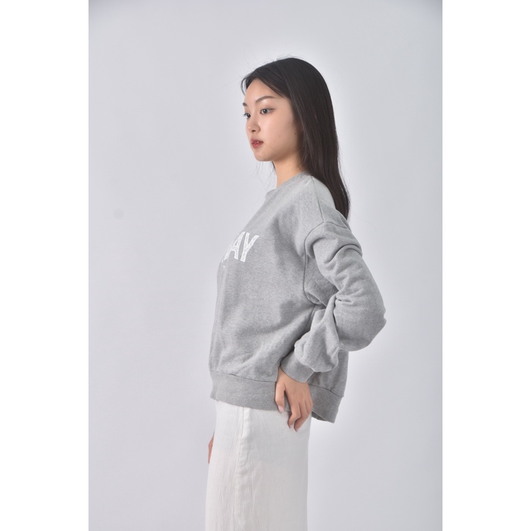 (XL) latte韓牌質感圓領灰色長袖上衣二手衣, , large