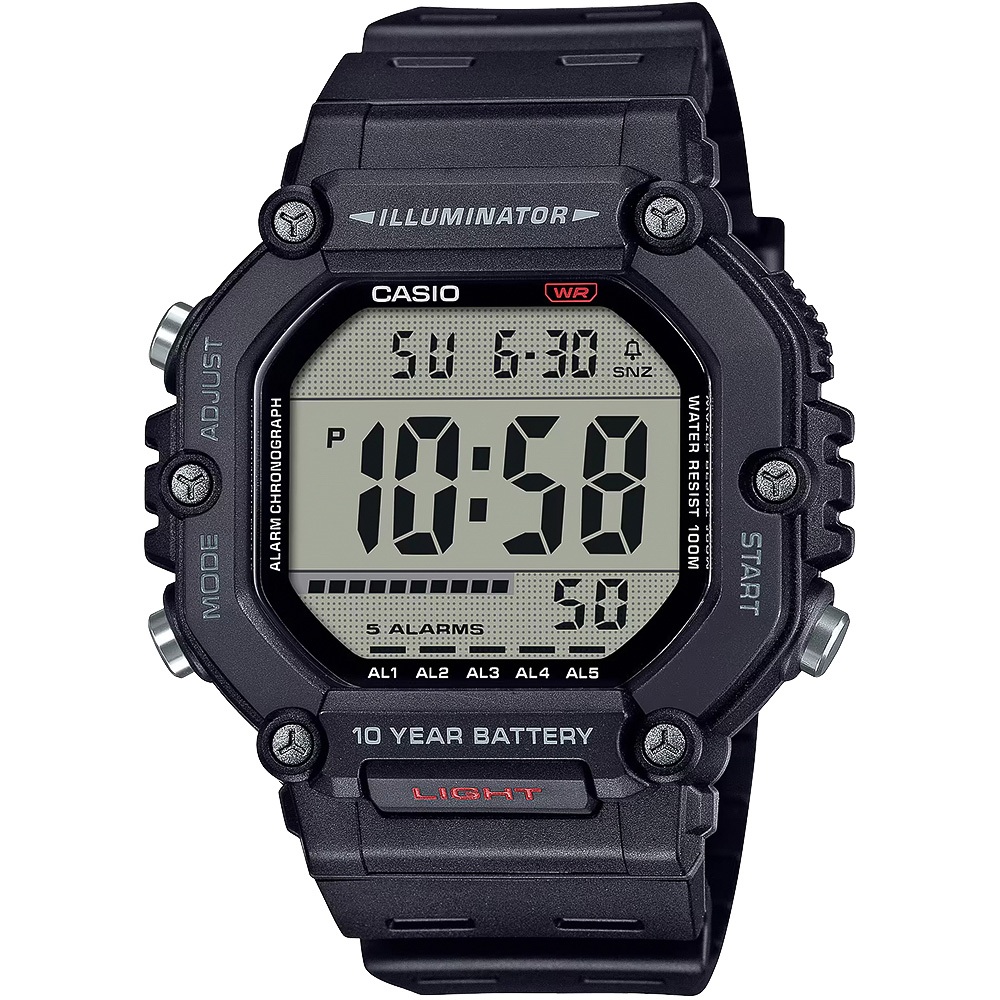 CASIO 卡西歐 大屏幕顯示 10年電力手錶-黑 AE-1600H-1AV