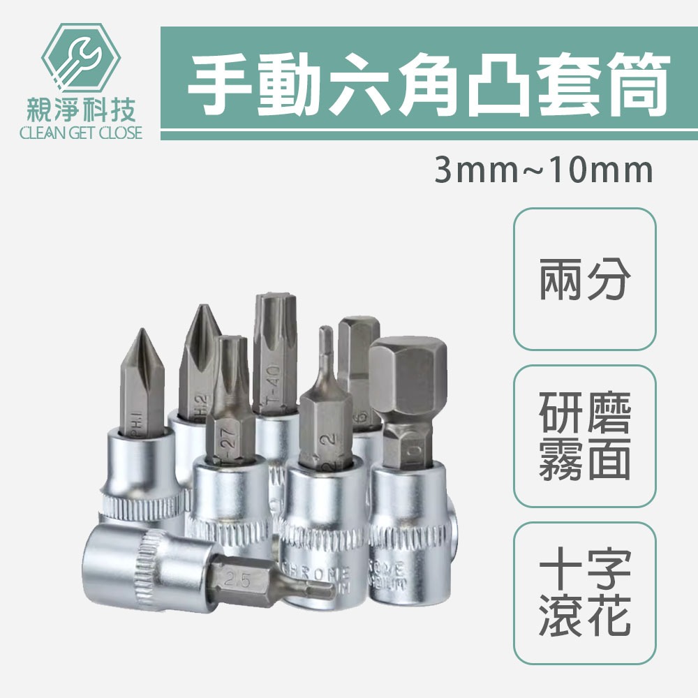 2分 手動六角凸套筒 內六角, , large
