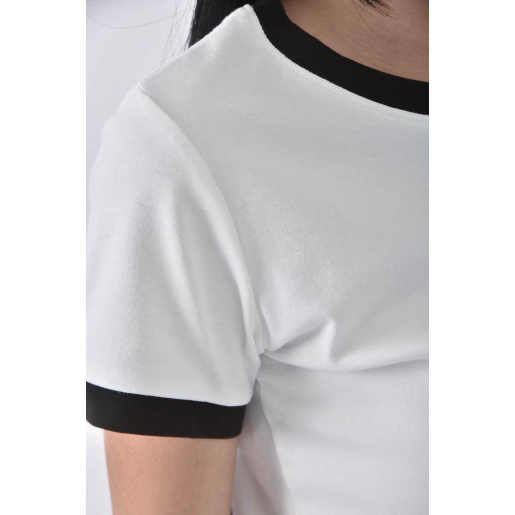 (S) 【粿粿私服】l 16撞色白色短袖上衣二手衣, , large
