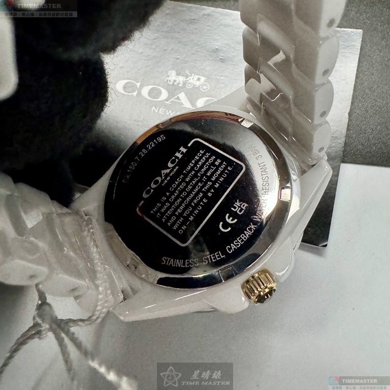 [星晴錶業]COACH手錶,38mm,CH00167白色錶面白錶殼白陶瓷錶帶款, , large
