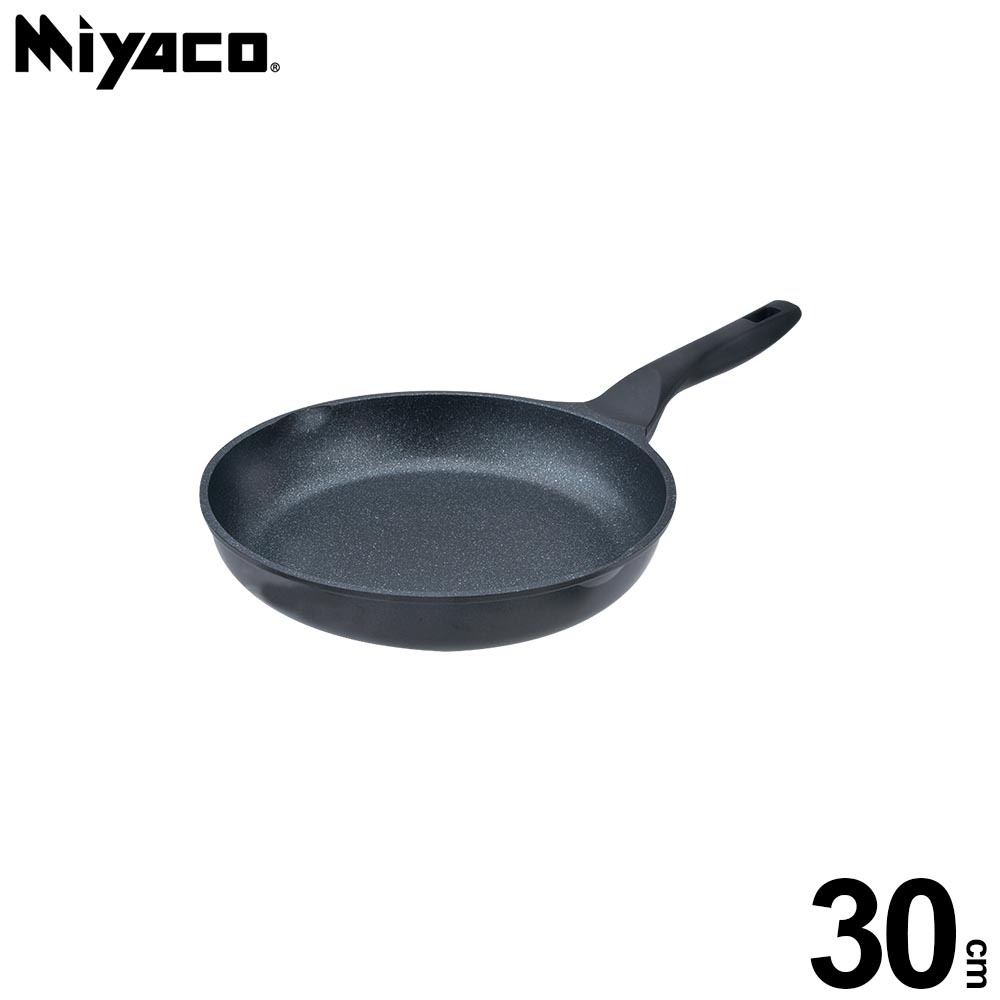 Miyaco 米雅可 礦岩鑄造不沾平底鍋煎鍋IH無蓋 30cm-Leidea樂德兒