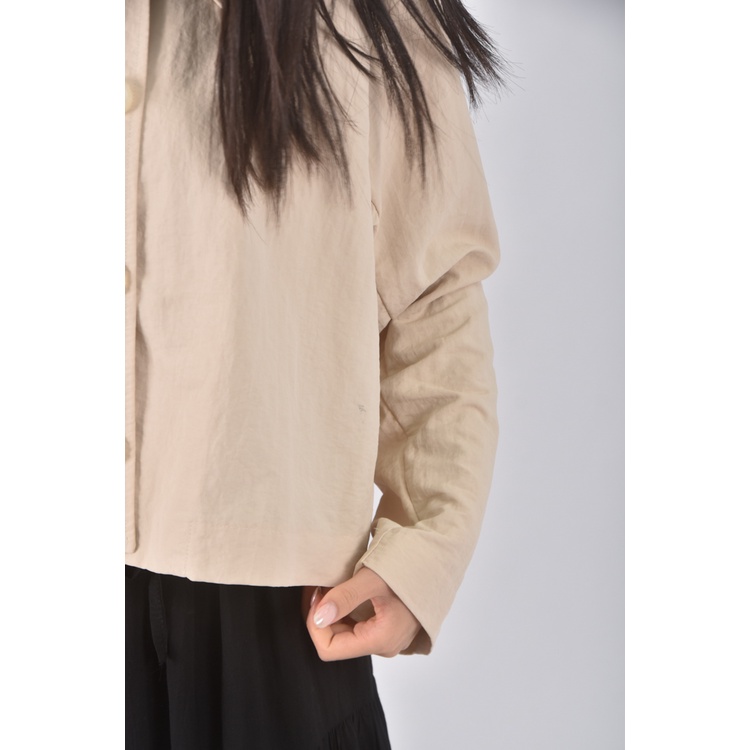 (S) stitch snap韓牌質感杏色長袖上衣二手衣, , large