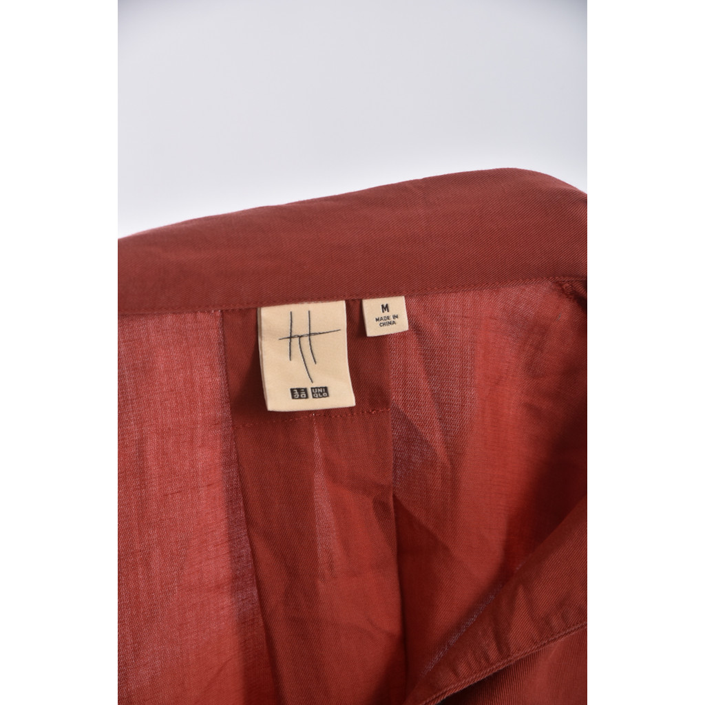 (M) uniqlo排扣紅色長袖上衣二手衣, , large