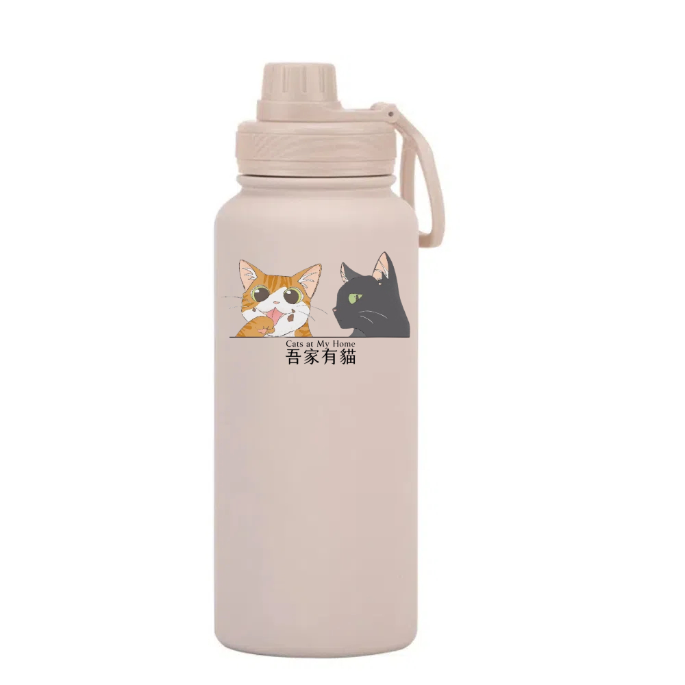 【吾家有貓】吾家有貓運動水壺陶瓷款 1000ML-奶茶, , large