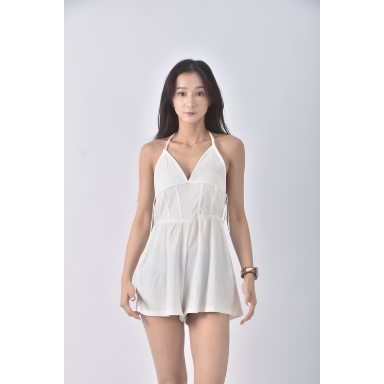 (S) 【安于晴Charlene私服】bershka高腰質感露背白色連身裝二手衣, , large