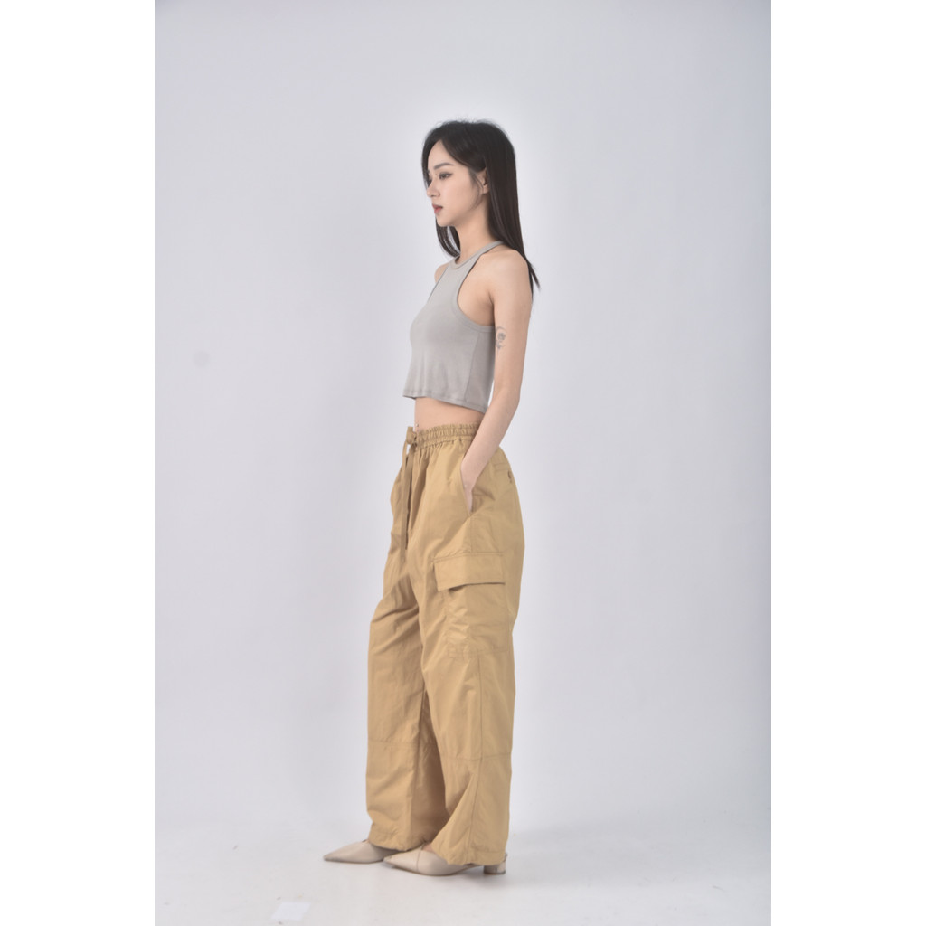 (S) uniqlo高腰質感工裝黃色長褲二手衣, , large
