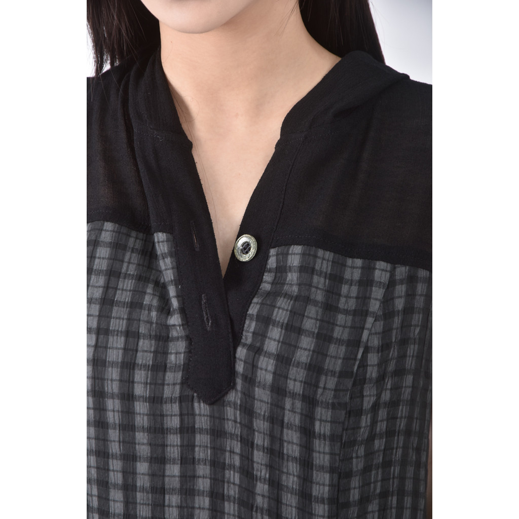 (S) nonodica無袖格紋黑色洋裝二手衣, , large