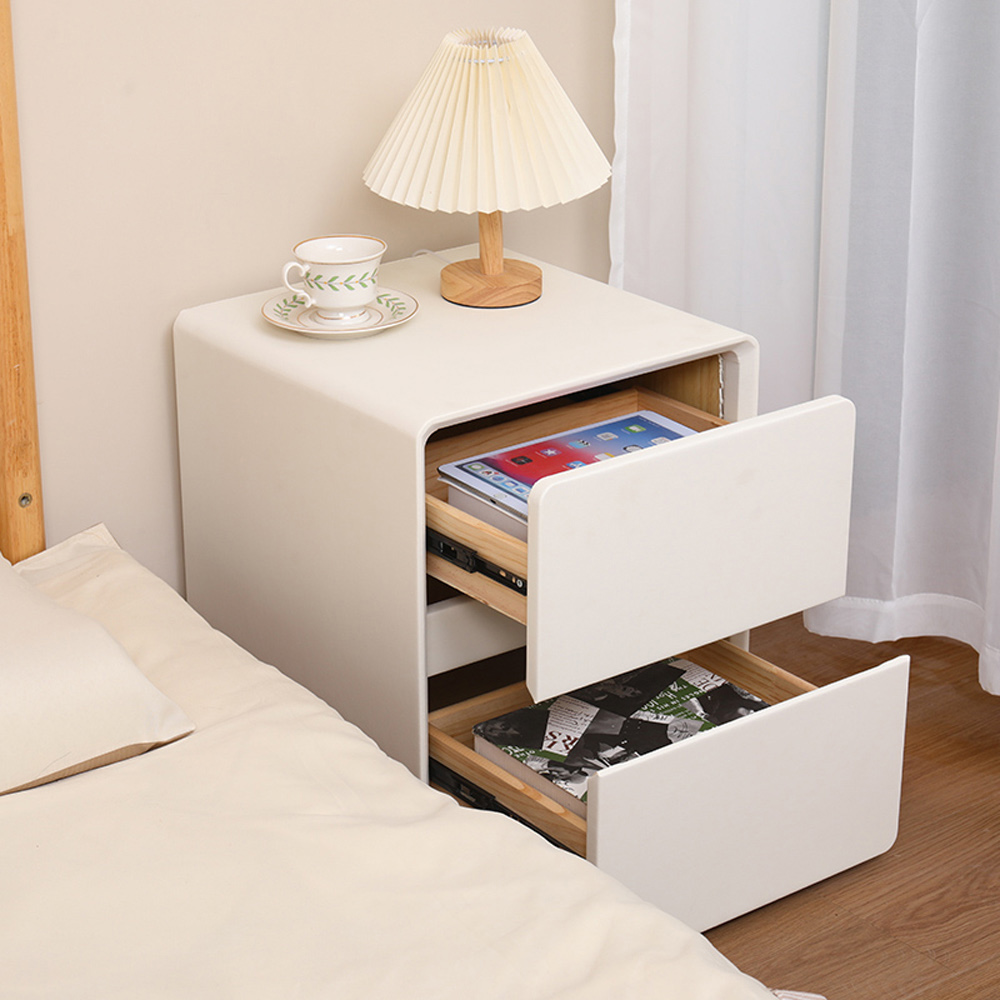 【AOTTO】北歐簡約雙層實木抽屜床頭櫃(FT-004), , large