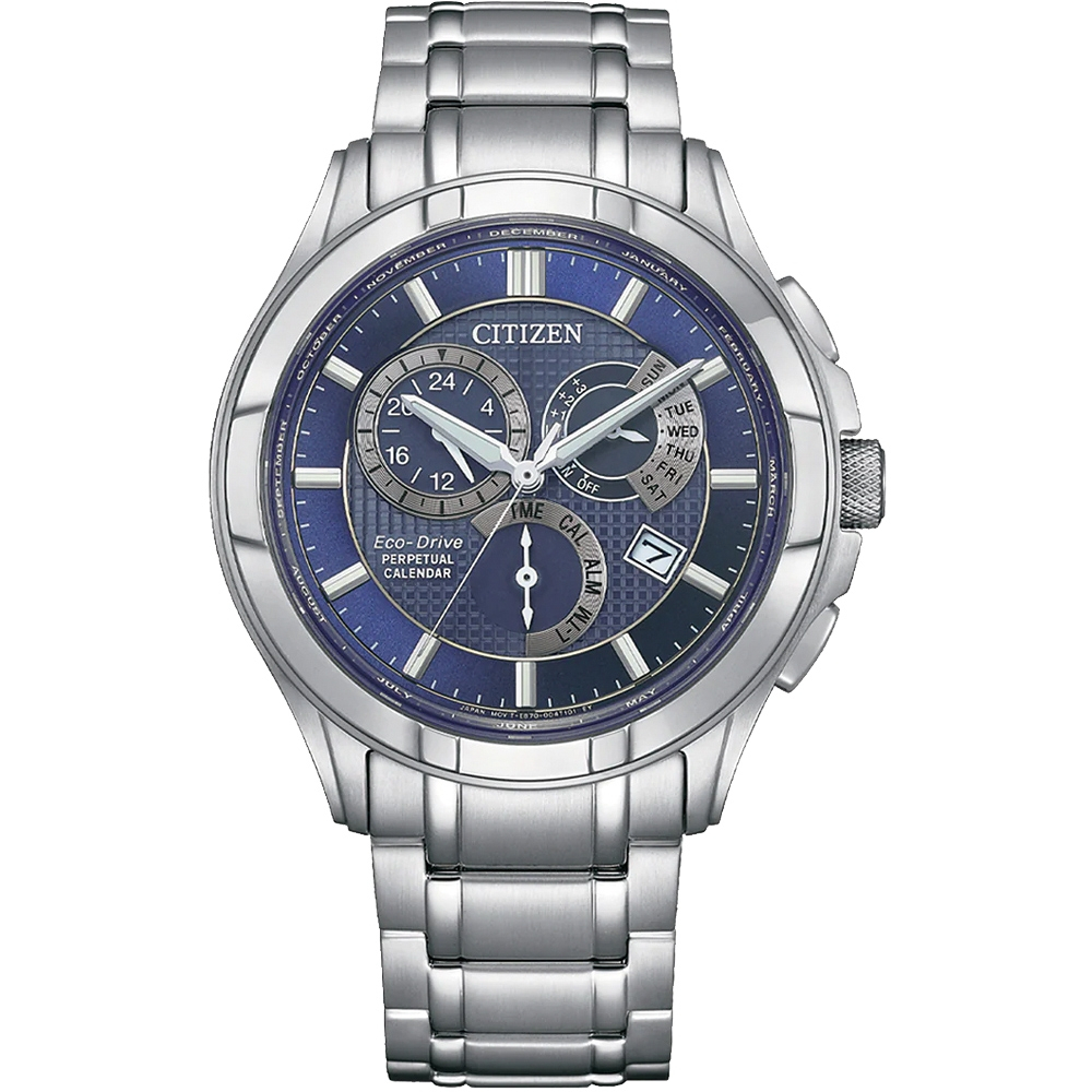 CITIZEN 星辰 光動能萬年曆手錶-42mm BL8160-58L, , large