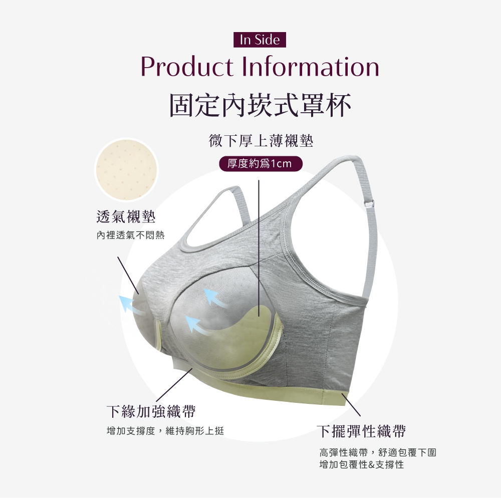 【伊柔 EVEROY】莫代爾短版BRATOP M-Q/2XL無鋼圈背心 加大尺碼小可愛 灰 G902-61, , large