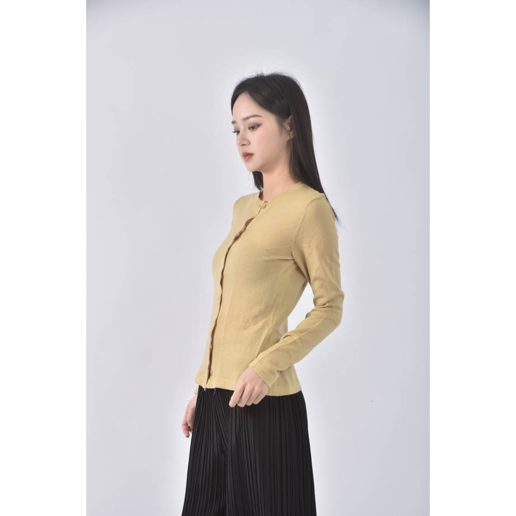(S) liviana conti排扣黃色長袖上衣二手衣, , large