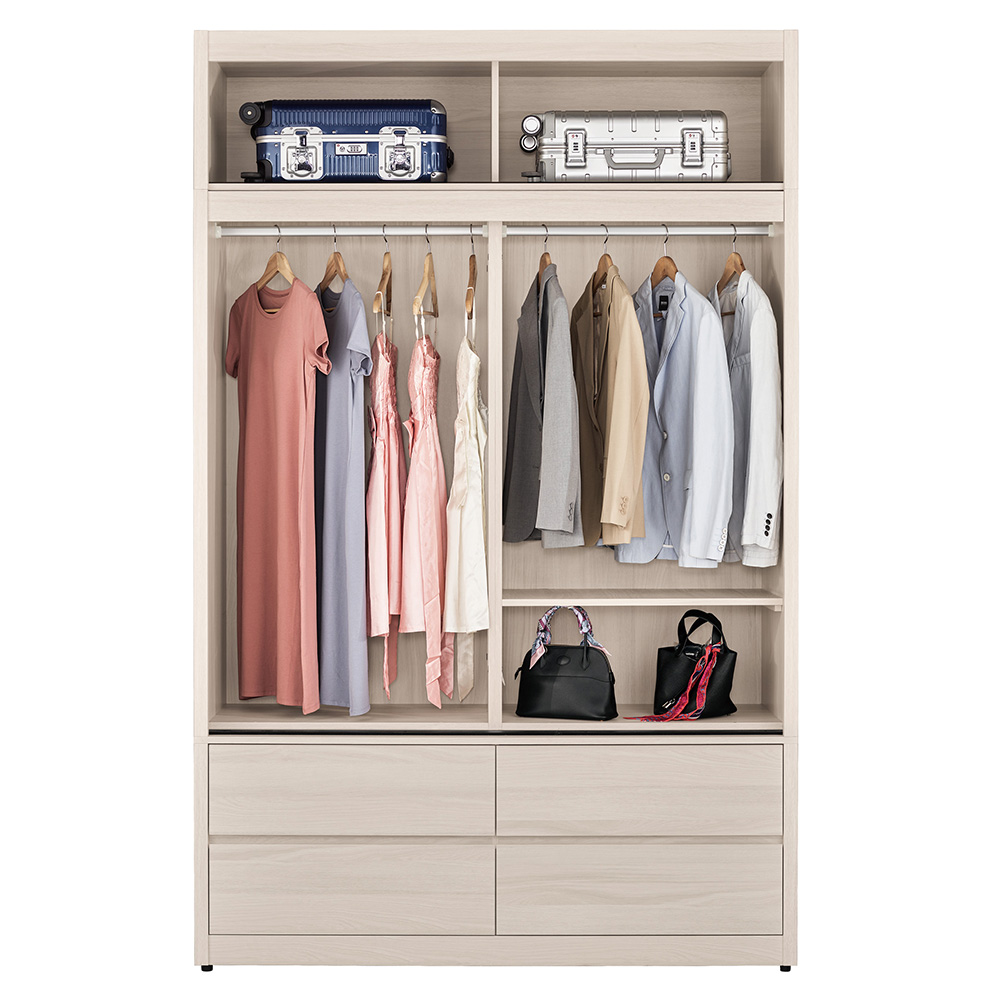 【Hampton 漢汀堡】安莉5尺被櫥式鋁框四抽拉門衣櫥, , large