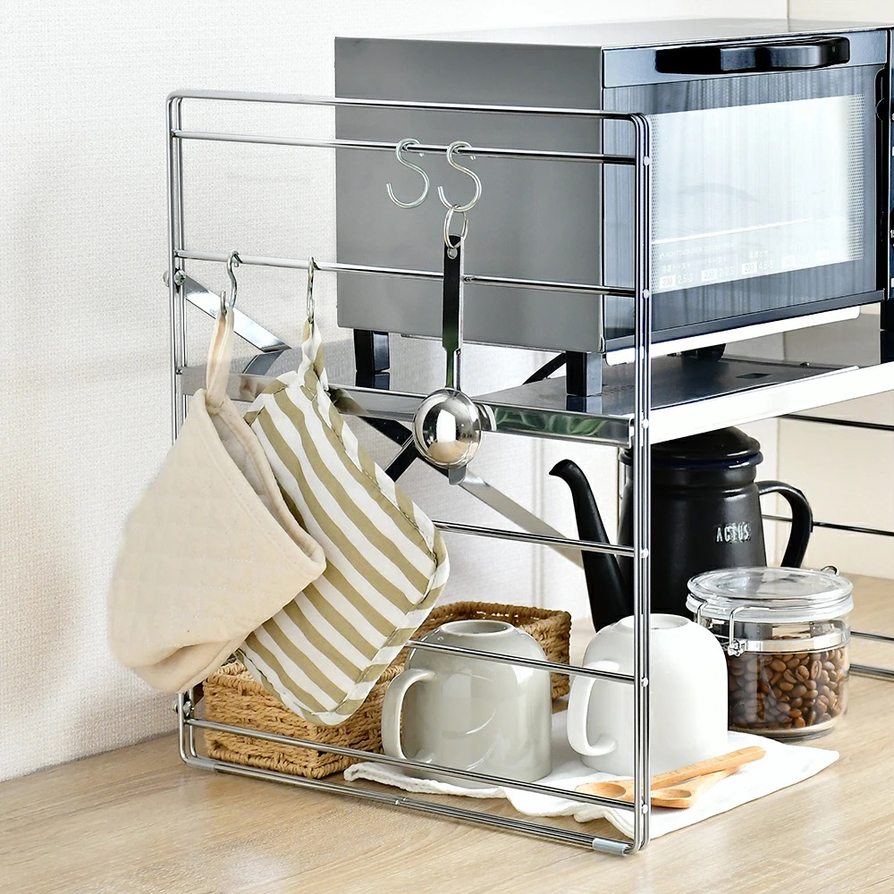 【adachi】Japan Stainless Steel Adjustable Shelf Heavy-Duty Single-Layer Storage Rack 45cm (Kitchen Storage Rack / Stainless Steel Rack / Kitchenware Storage Rack / Appliance Rack), , large