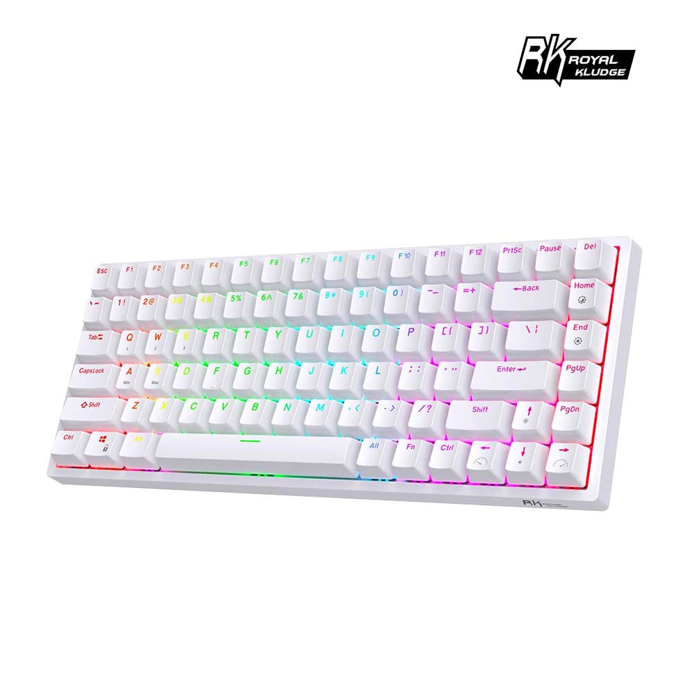 [樂維科技]RK84 75% 藍牙三模無線機械鍵盤 紅軸 RGB 白色, , large