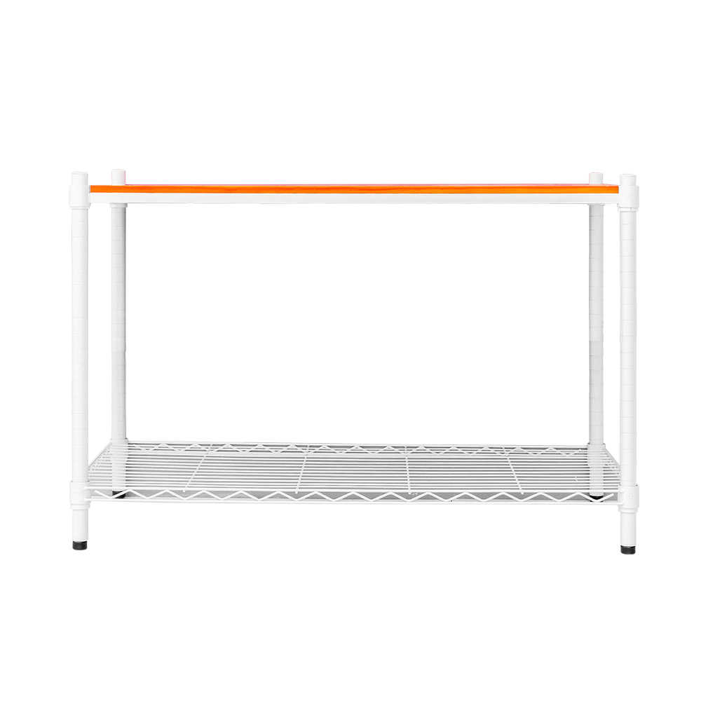 【Y HOUSE】90x45x60cm pine two-layer storage rack rack iron rack - painted white teak, , large