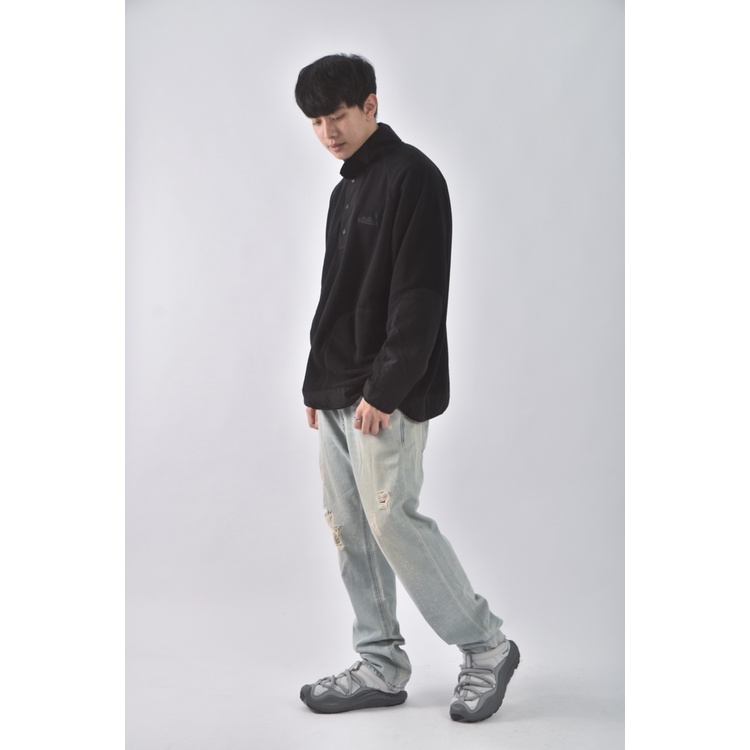 (L) 【范姜彥豐私服】edwin高腰男裝丹寧牛仔棉質純棉刷破藍色長褲二手衣, , large
