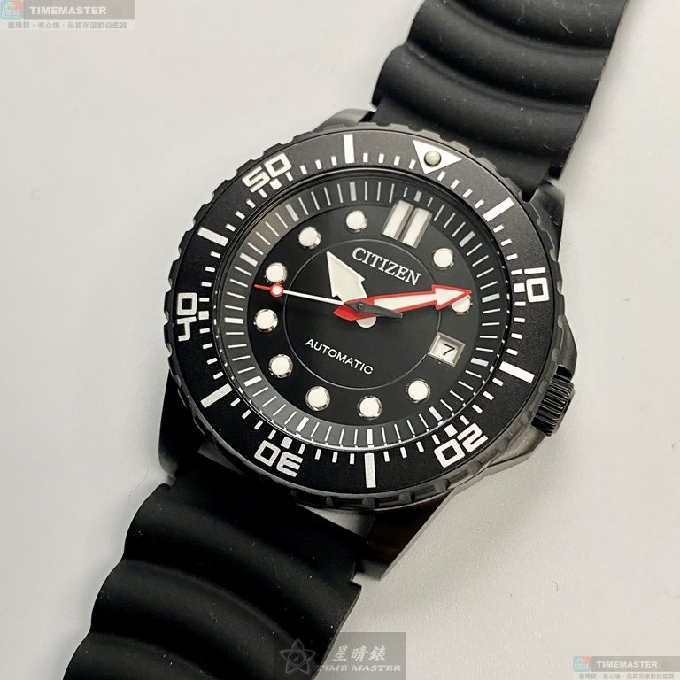 [星晴錶業]CITIZEN手錶,44mm,CI00013黑色錶面黑錶殼深黑色矽膠錶帶款, , large