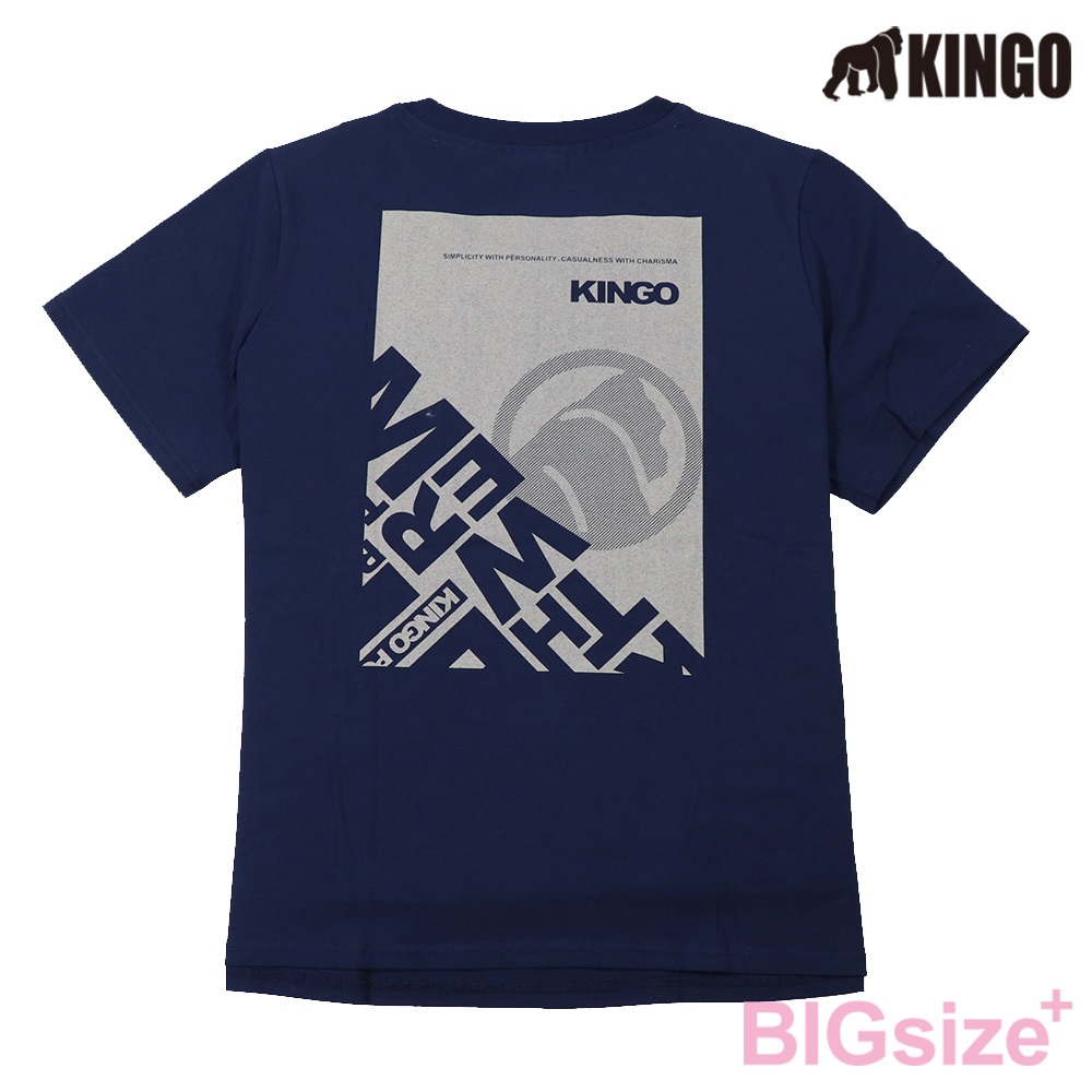 KINGO-大尺碼-女款 圓領T恤-丈青-414129, , large