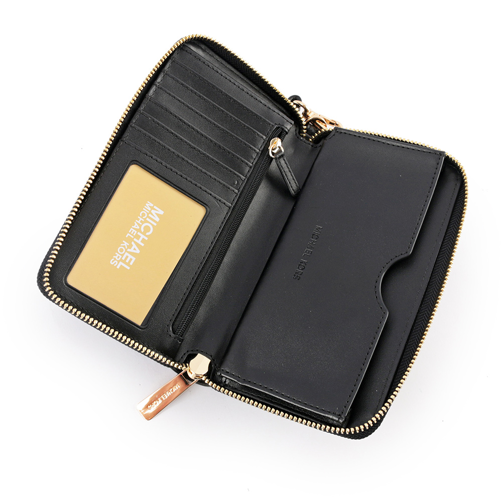 Michael Kors JET SET TRAVEL素面皮革中夾/手拿/黑色, , large
