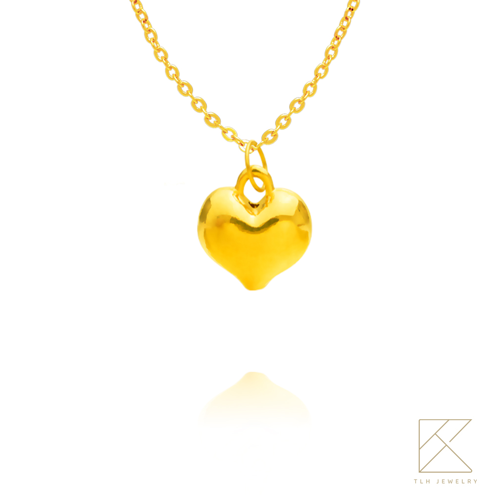 【TLH】黃金墜項鍊 純金999多選 心動時刻 約重0.07錢&plusmn;0.01 (生日 送禮), , large