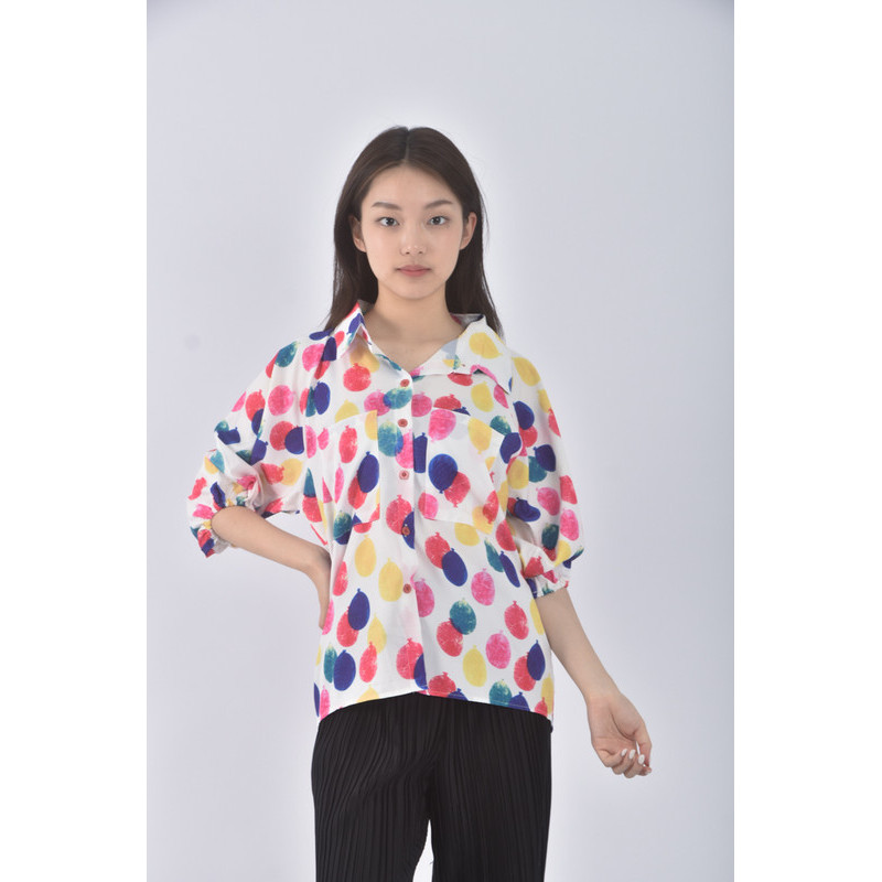 (S) fashion質感氣球粉色短袖上衣二手衣, , large