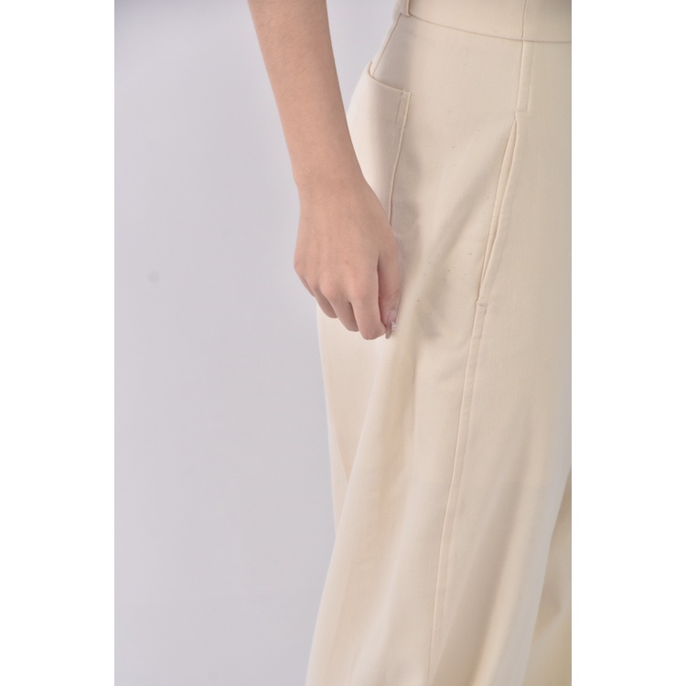 (M) 高腰西裝直筒杏色長褲二手衣, , large