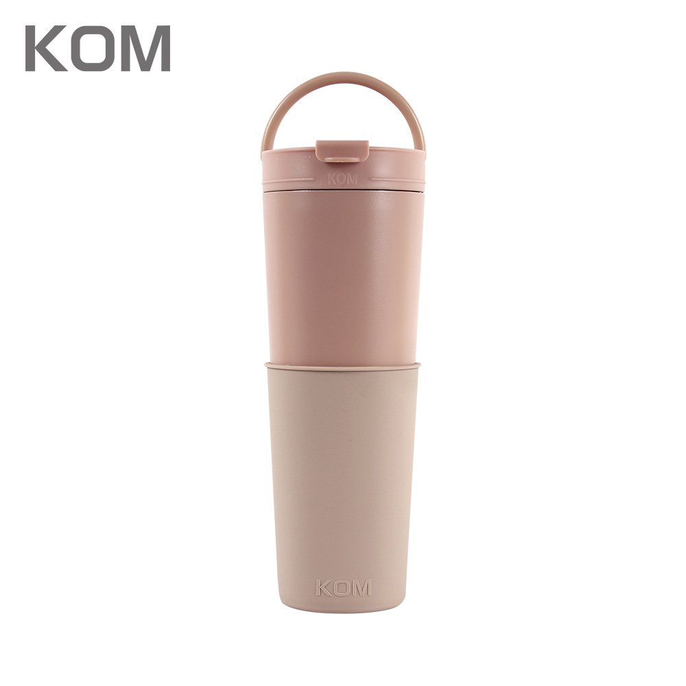 【KOM】316不鏽鋼直飲兩用水水保溫杯 750ml 豆沙粉/芝麻黑(環保杯/飲料杯/保冰/保溫/隨行杯)