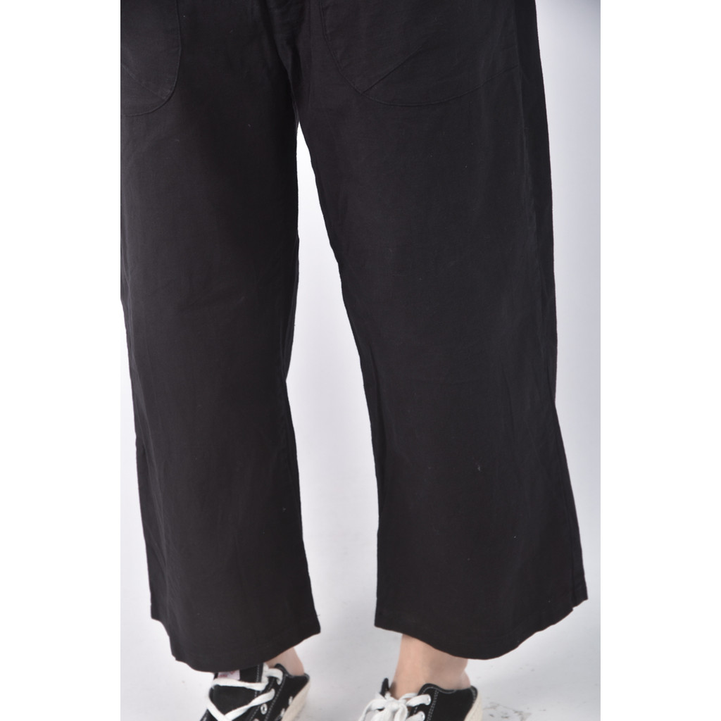 (L) 高腰排扣黑色長褲二手衣, , large