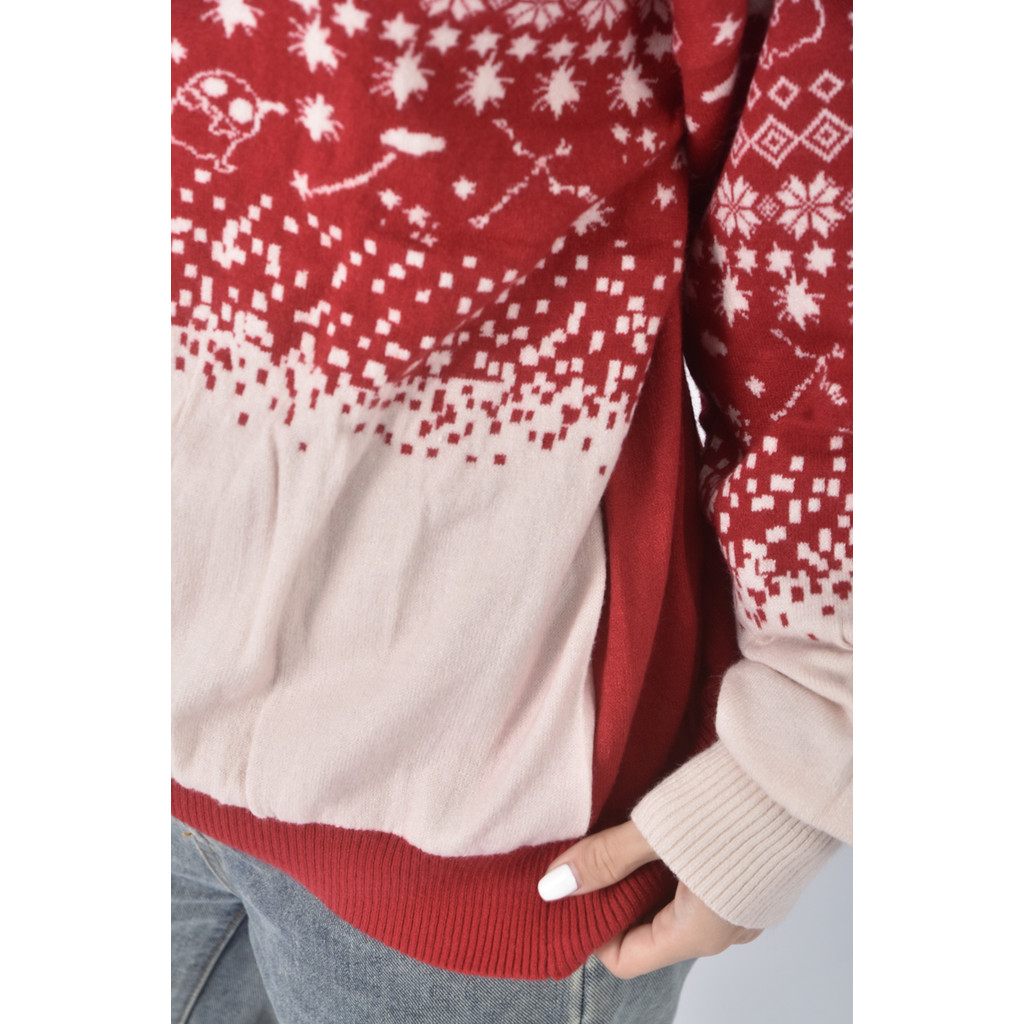 (M) scolar圖紋紅色長袖上衣二手衣, , large