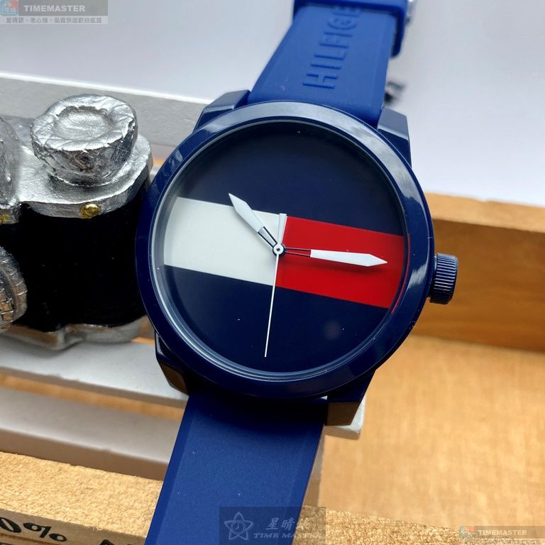 [星晴錶業]TommyHilfiger手錶,42mm,TH00035寶藍色錶面寶藍錶殼寶藍矽膠錶帶款, , large