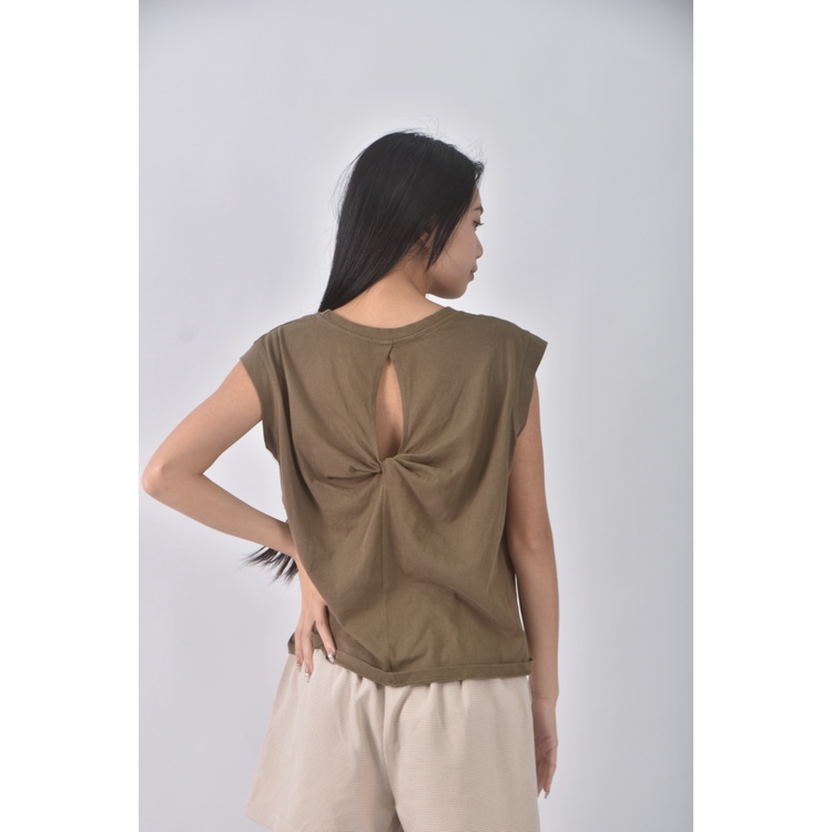 (M) 露背綠色上衣二手衣, , large