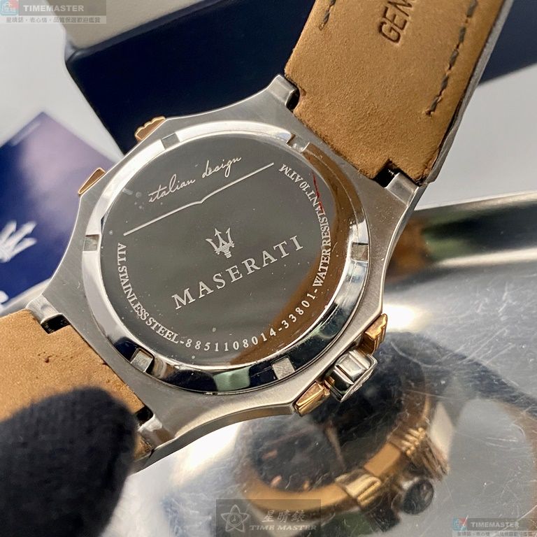 [星晴錶業]MASERATI手錶,42mm,R8851108014古銅色錶面金銀錶殼咖啡色真皮皮革錶帶款, , large