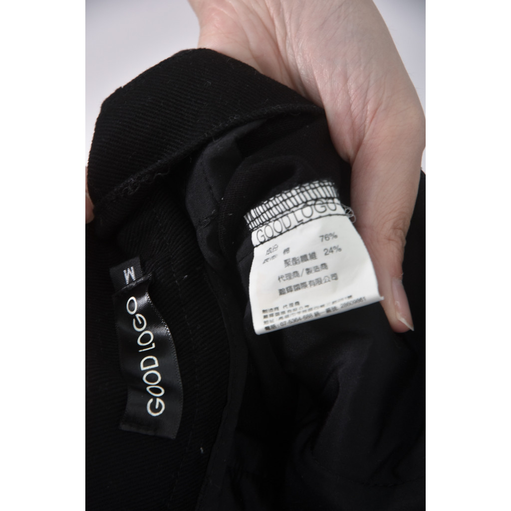(4XL（含）以上) good logo高腰丹寧牛仔質感素面黑色長褲二手衣, , large