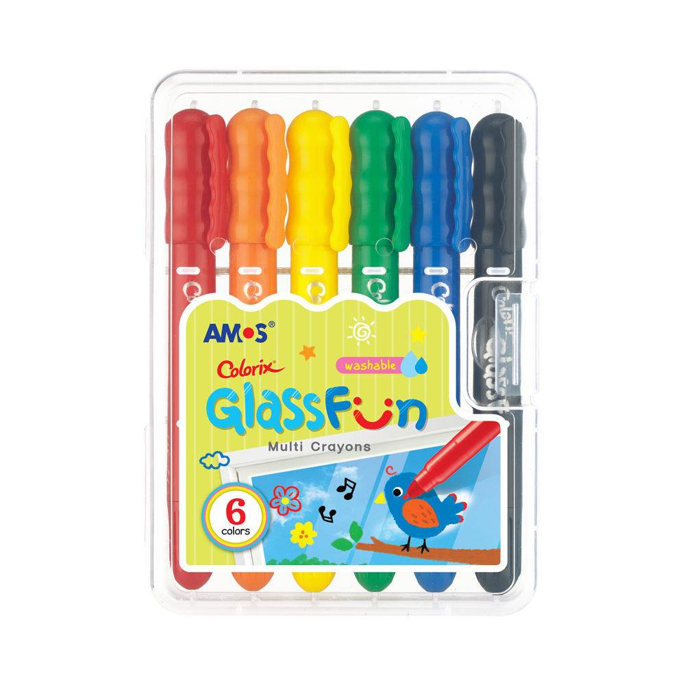 【AMOS 阿摩司】韓國原裝 6色 玻璃蠟筆 /組 GF6PC, , large
