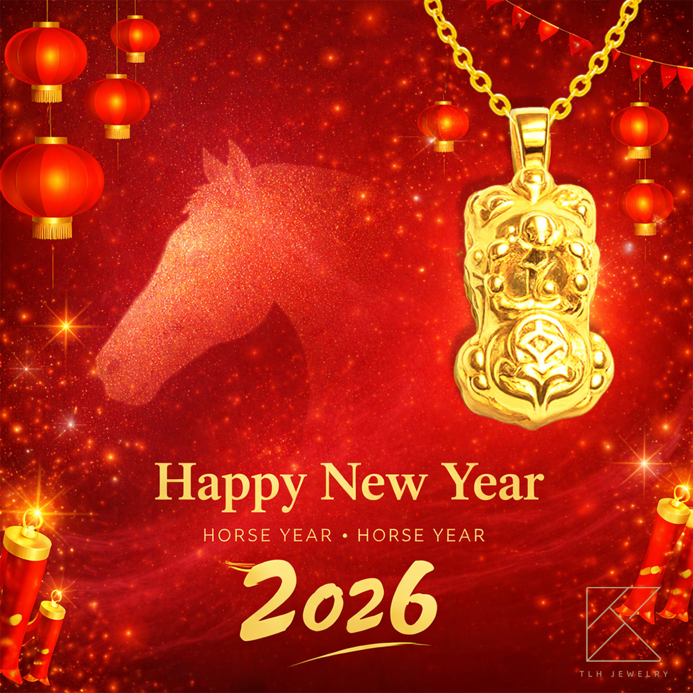 【TLH】馬上有錢 黃金貔貅吊墜項鍊 約重0.02錢&plusmn;0.01 純金999 (馬年 過年 送禮)