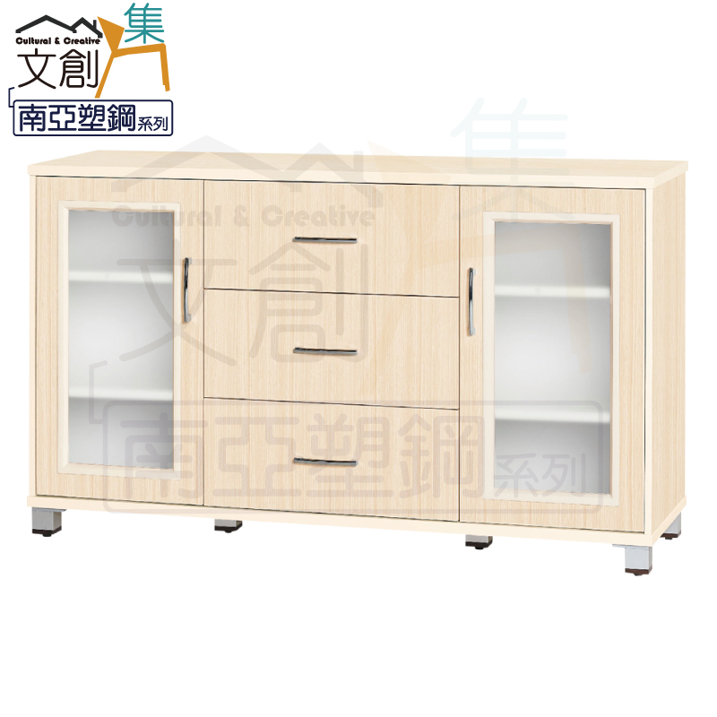 【文創集】樂蒂 環保4.2尺南亞塑鋼二門三抽餐櫃/收納櫃(客約商品), , large