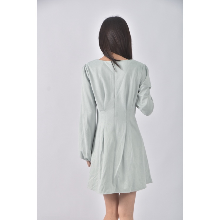 (S) air space lady質感V領綠色洋裝二手衣, , large