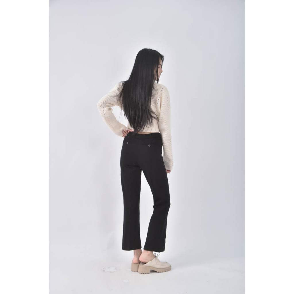 (S) 高腰寬鬆黑色長褲二手衣, , large