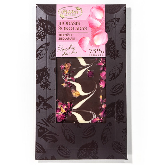 Dark chocolate with rose petals, , large