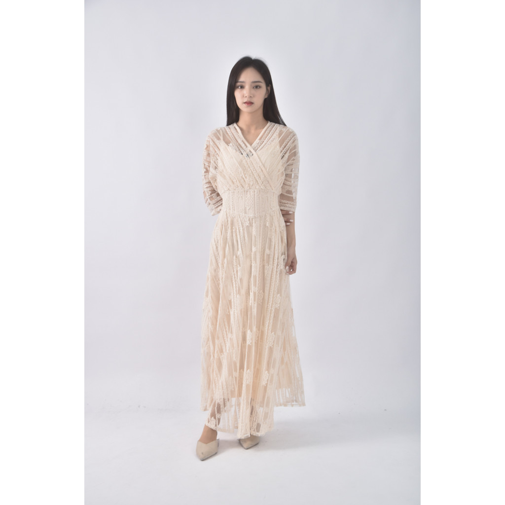 (S) olive story韓牌兩件式杏色洋裝二手衣, , large