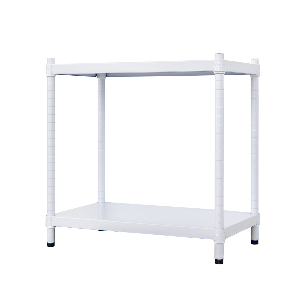 【Y HOUSE】60x35x60 cm two-layer hole-free iron plate storage rack rack iron rack - paint white, , large