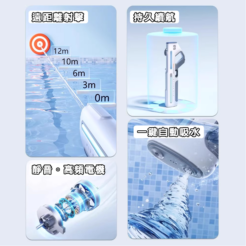 【啾愛你】充電式自動連發水槍-白色, , large