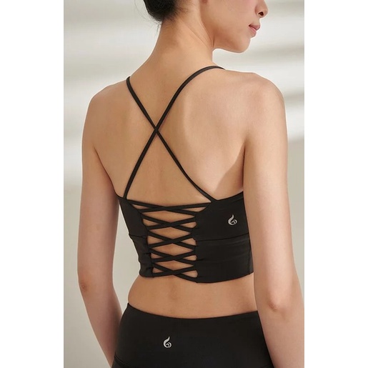 YOGA FLOW Dale Bra - 交錯層次短版上衣 - 淨黑 Black, , large