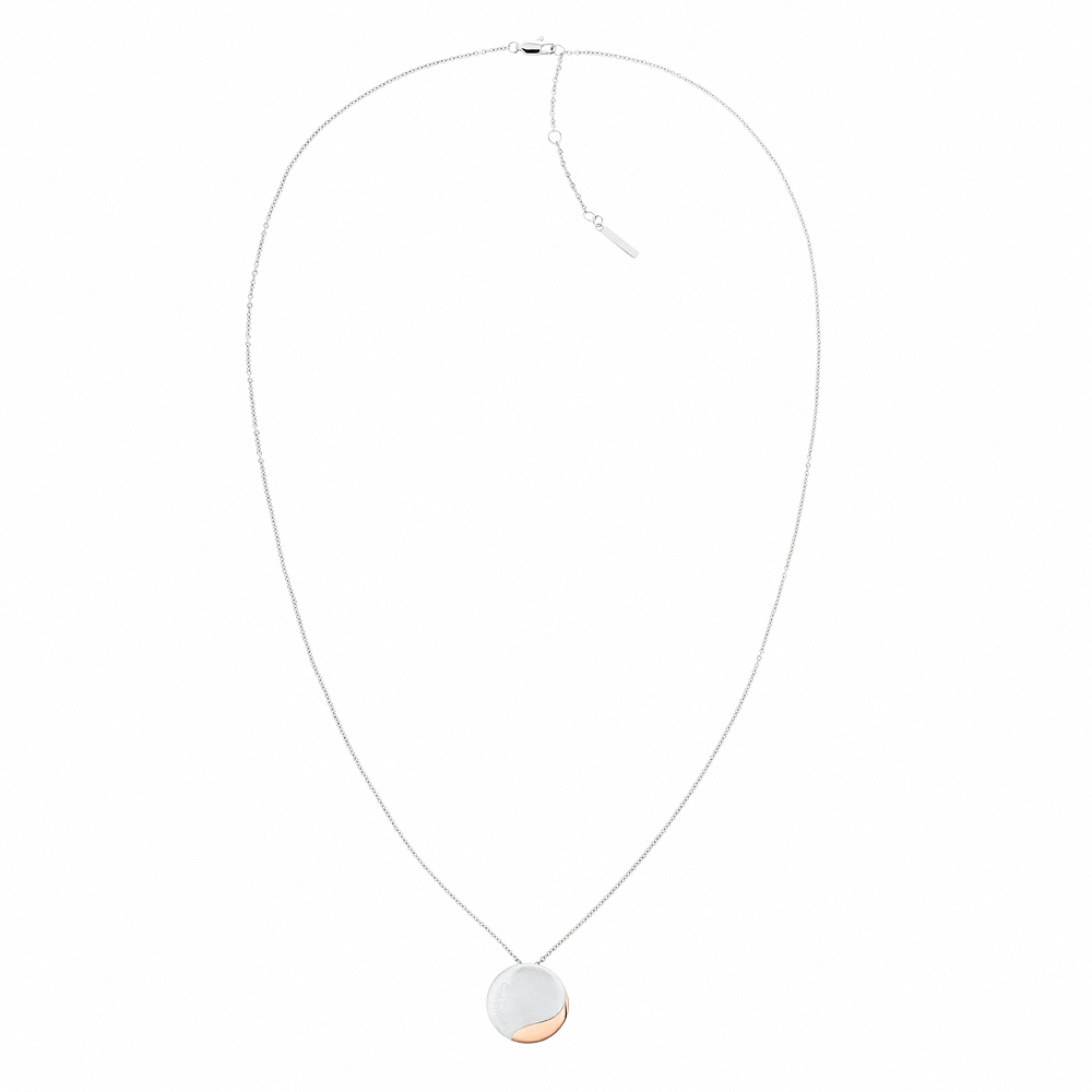 Calvin Klein CK Minimal Circular 圓雙色墜項鍊 母親節送禮-銀x玫瑰金 35000148, , large