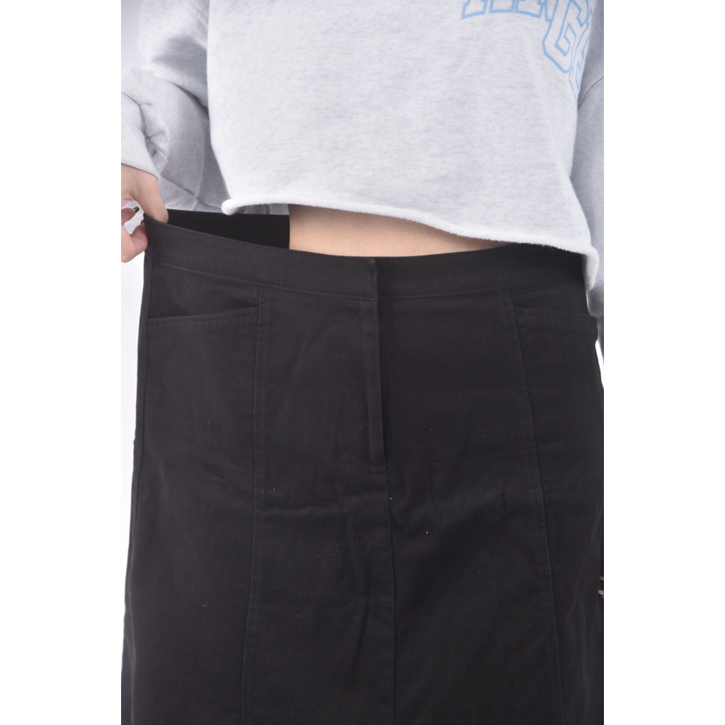 (XL) un fair質感丹寧牛仔黑色長裙二手衣, , large