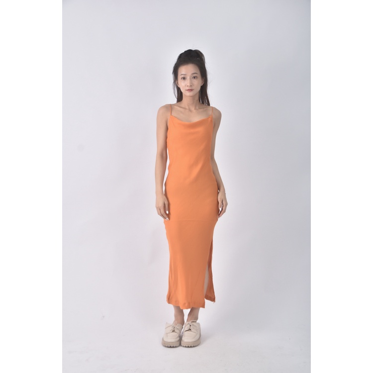 (S) 【安于晴Charlene私服】h m質感吊帶橘色洋裝二手衣, , large