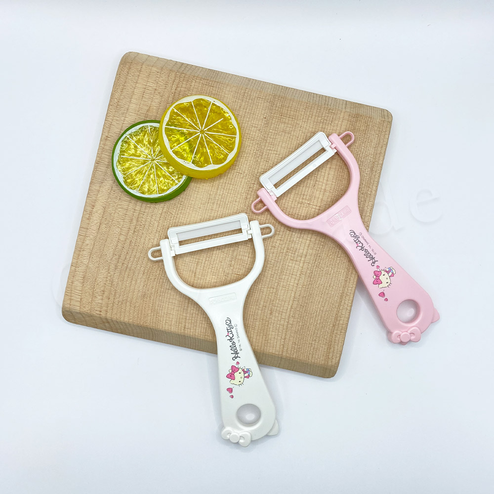 【KYOCERA京瓷】日本製 京瓷抗菌 凱蒂貓Kitty 陶瓷削皮器去皮器-粉紅(日本境內版), , large