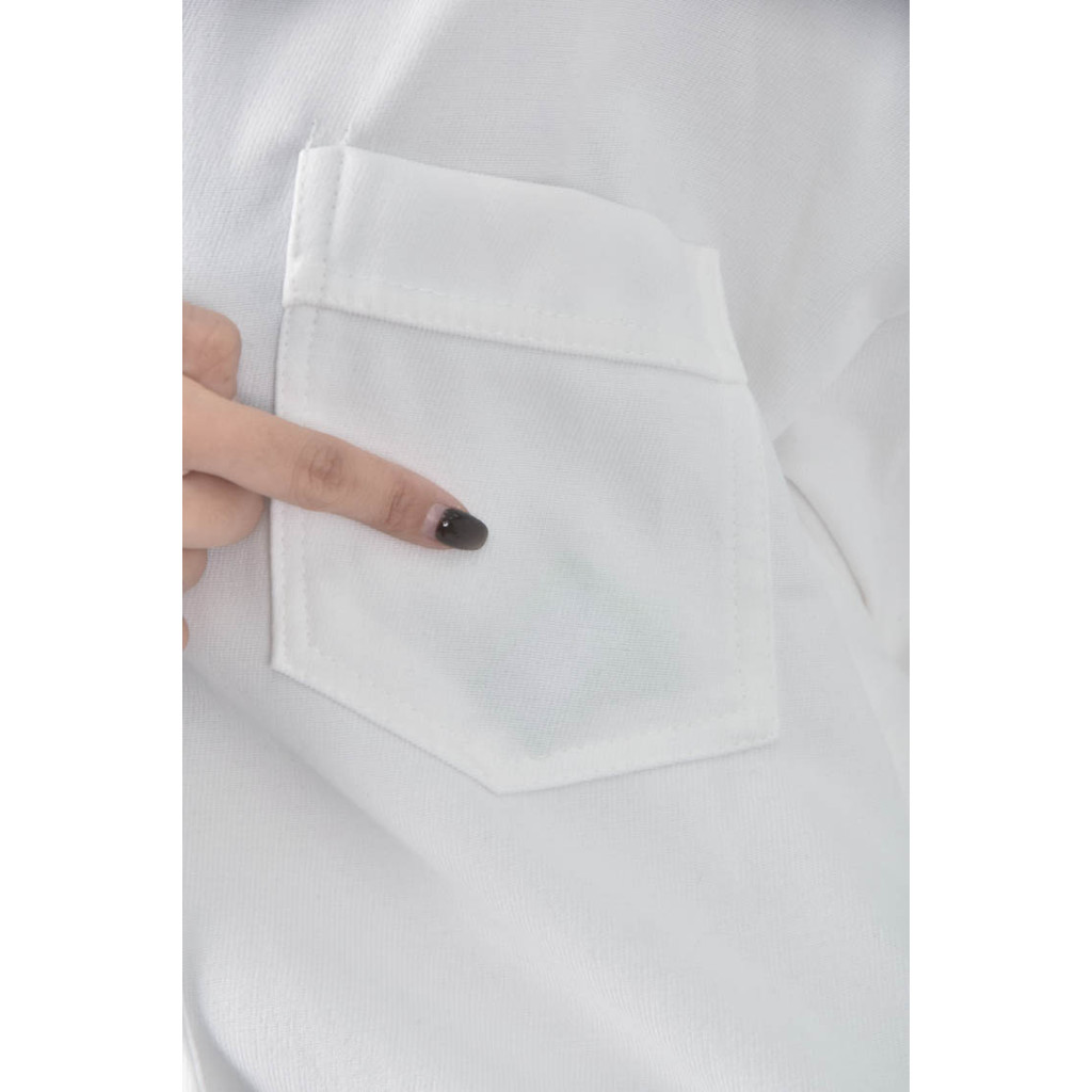 (XL) 排扣白色襯衫上衣二手衣, , large