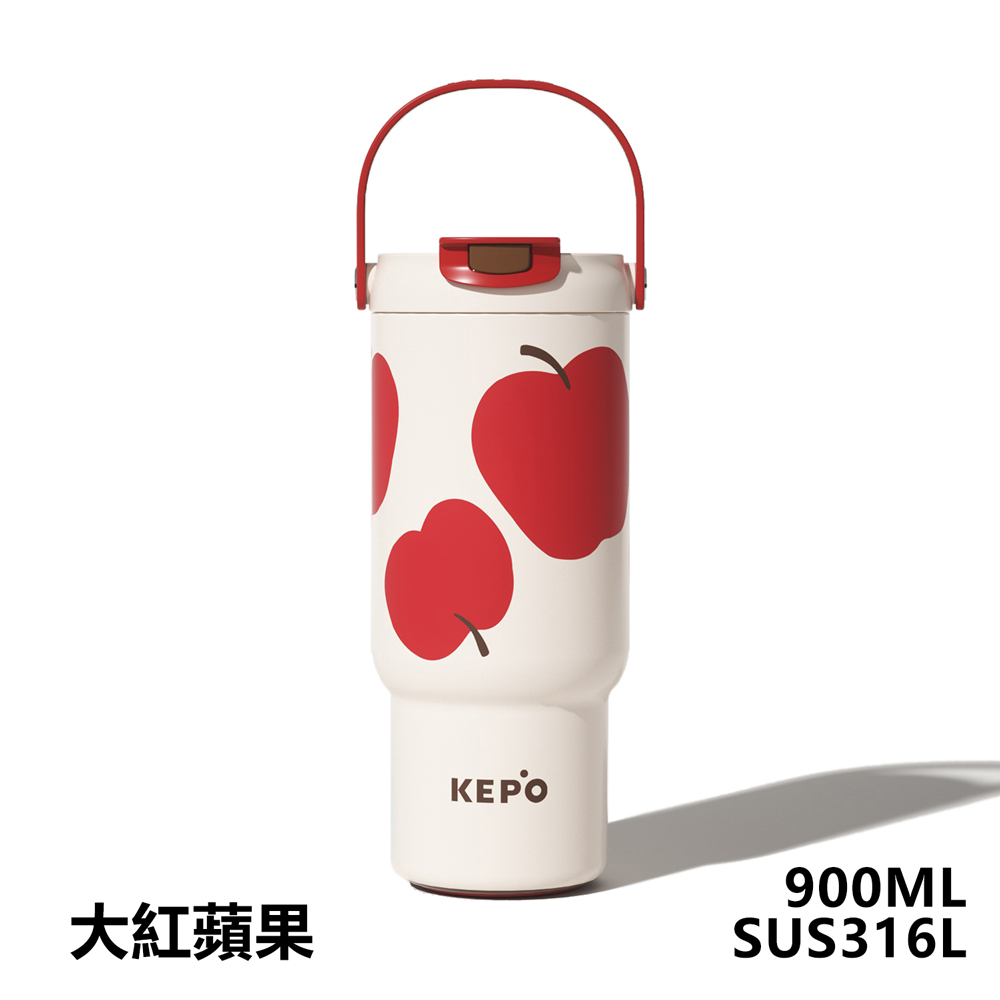 KEPO LQ 900ML KC008 手提雙飲吸管杯 316L不銹鋼內膽 多彩波點, , large
